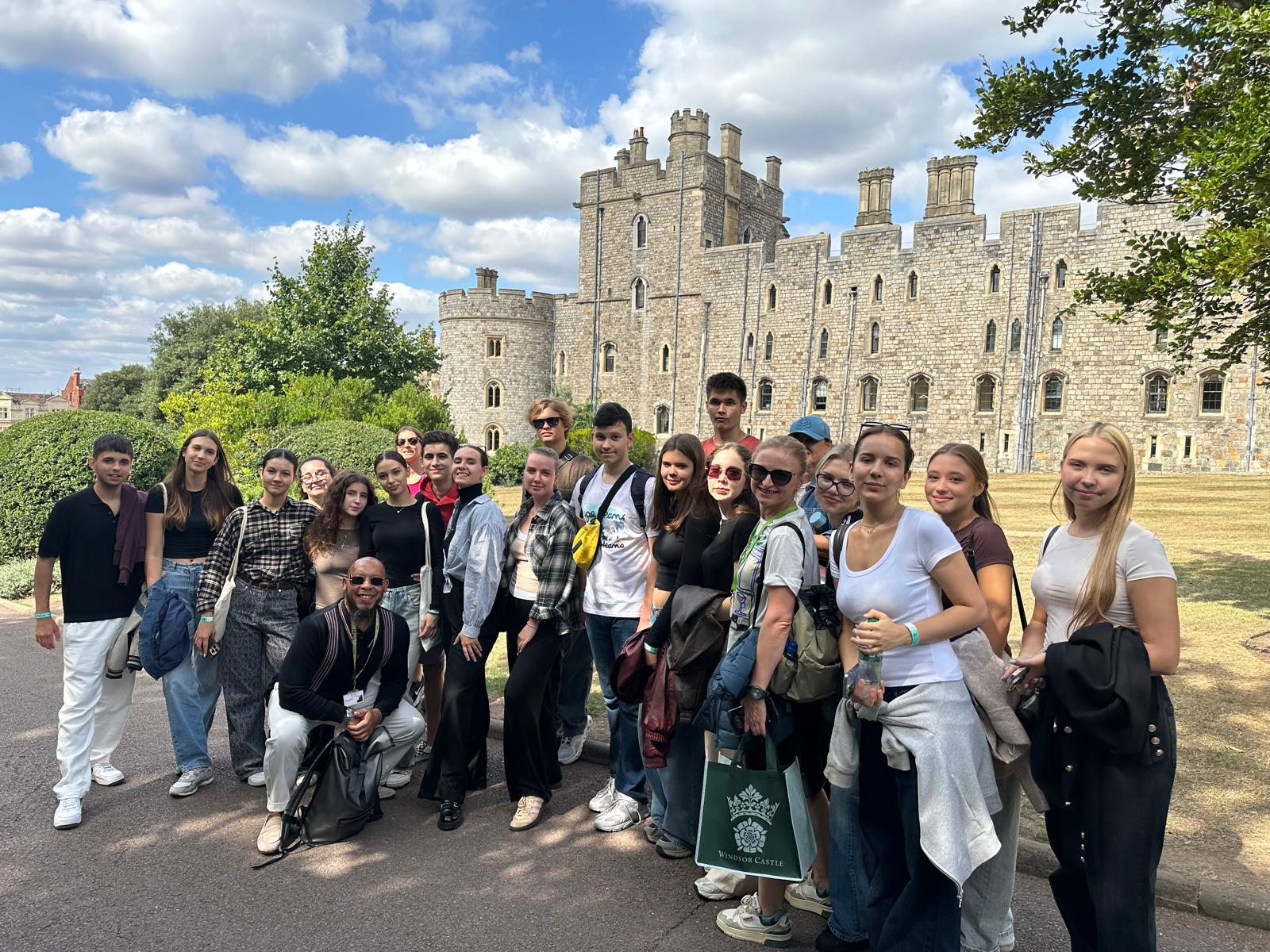 An English Language teacher with KAE students at Windsor Castle