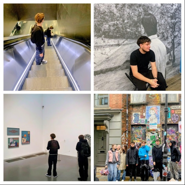 Collage of english students with different artworks